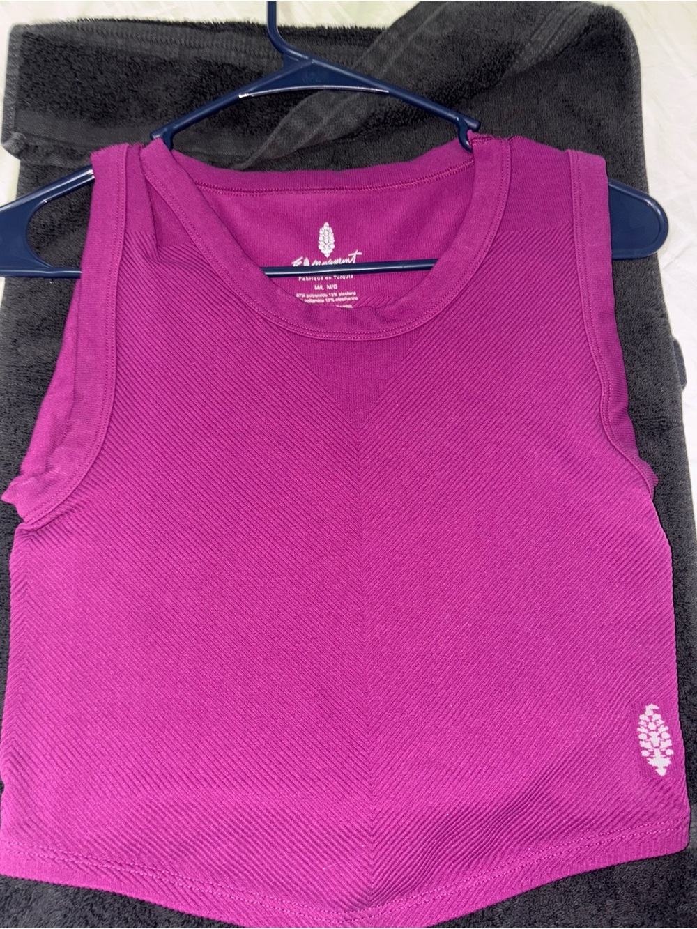 FP Movement by Free People Magenta Ribbed Cropped Tank
